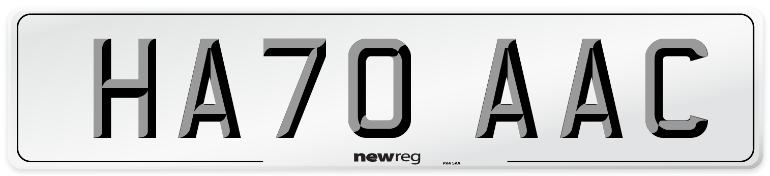HA70 AAC Number Plate from New Reg